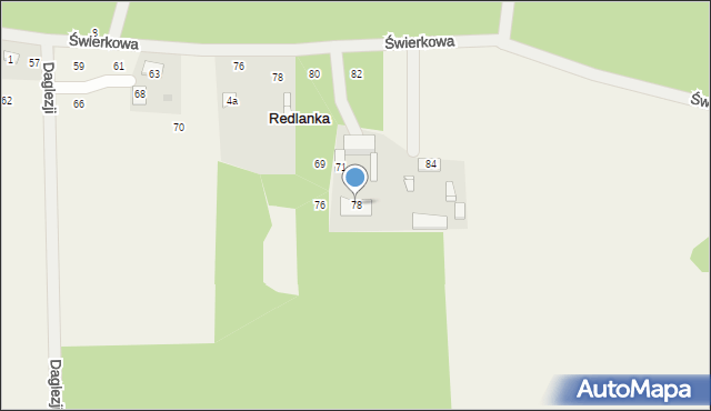 Redlanka, Dereniowa, 78, mapa Redlanka