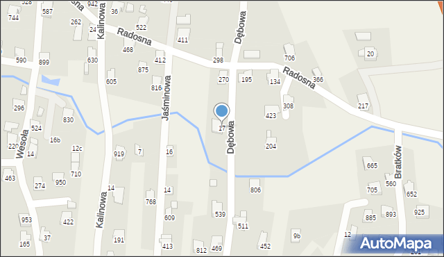 Rybarzowice, Dębowa, 17, mapa Rybarzowice