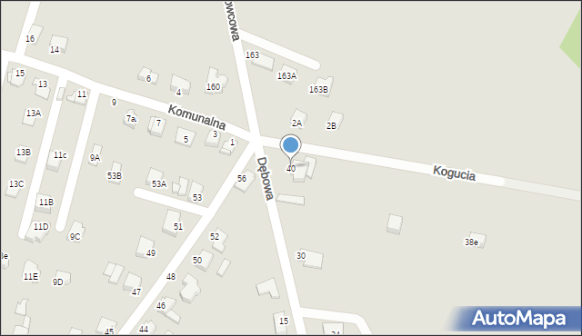 Rybnik, Dębowa, 40, mapa Rybnika