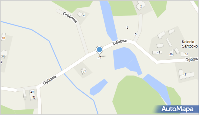 Santocko, Dębowa, 45, mapa Santocko