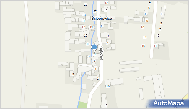 Ściborowice, Dębowa, 11, mapa Ściborowice