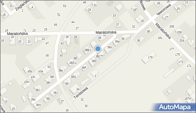 Skórzewo, Dębowa, 36c, mapa Skórzewo