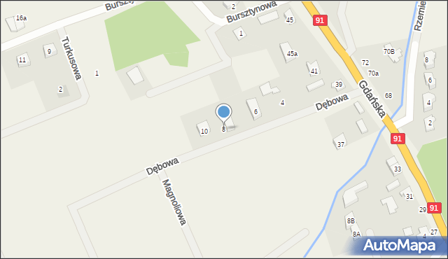 Skowarcz, Dębowa, 8, mapa Skowarcz