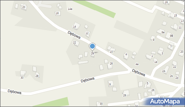 Skrzyszów, Dębowa, 24, mapa Skrzyszów