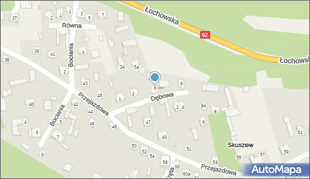 Skuszew, Dębowa, 7, mapa Skuszew