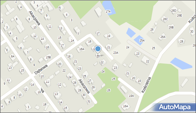 Słupno, Dębowa, 20, mapa Słupno