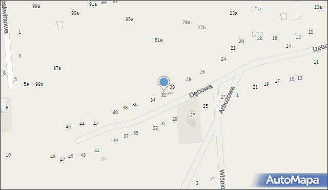 Stawinoga, Dębowa, 32, mapa Stawinoga