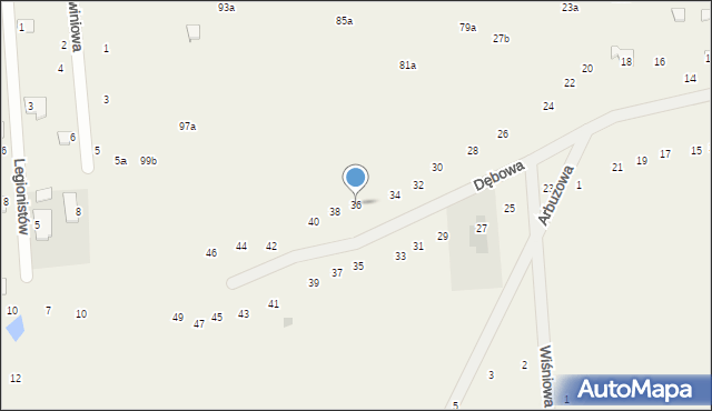 Stawinoga, Dębowa, 36, mapa Stawinoga