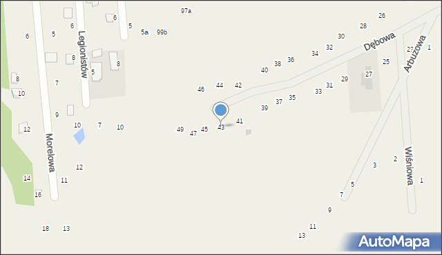 Stawinoga, Dębowa, 43, mapa Stawinoga