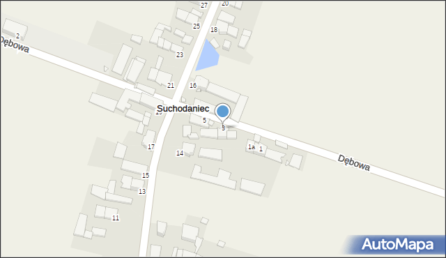 Suchodaniec, Dębowa, 3, mapa Suchodaniec