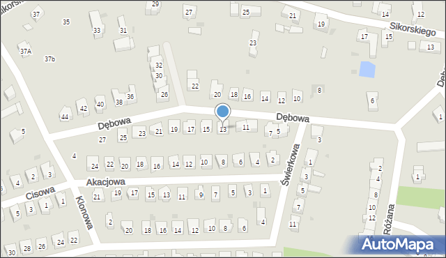 Świebodzice, Dębowa, 13, mapa Świebodzice