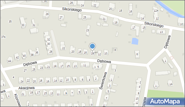 Świebodzice, Dębowa, 14, mapa Świebodzice