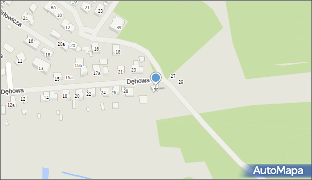 Szczecin, Dębowa, 30, mapa Szczecina