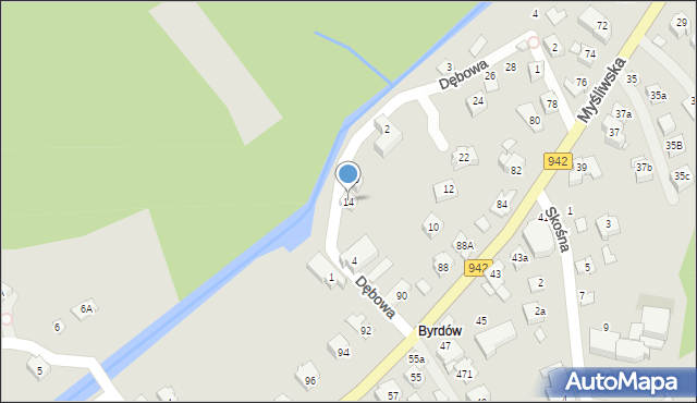 Szczyrk, Dębowa, 14, mapa Szczyrk