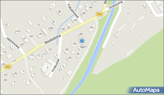 Szczyrk, Deptak nad Żylicą, 59A, mapa Szczyrk