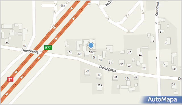 Szewce, Dewońska, 58a, mapa Szewce