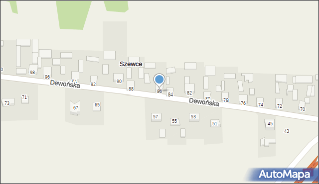 Szewce, Dewońska, 86, mapa Szewce
