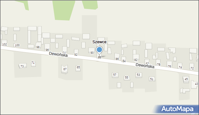 Szewce, Dewońska, 88, mapa Szewce