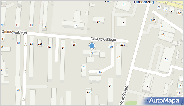 Tarnobrzeg, Dekutowskiego Hieronima, mjr., 20, mapa Tarnobrzegu
