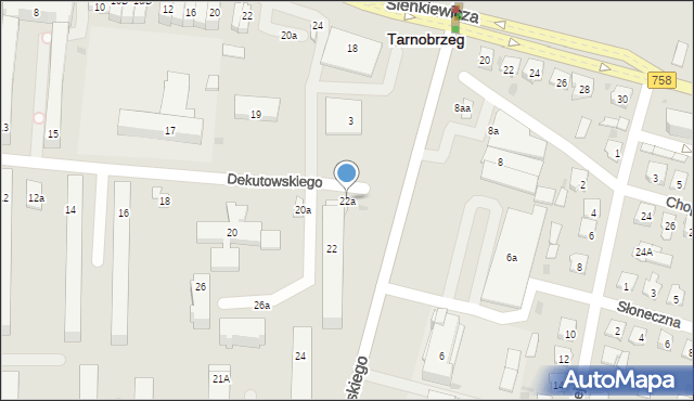 Tarnobrzeg, Dekutowskiego Hieronima, mjr., 22a, mapa Tarnobrzegu