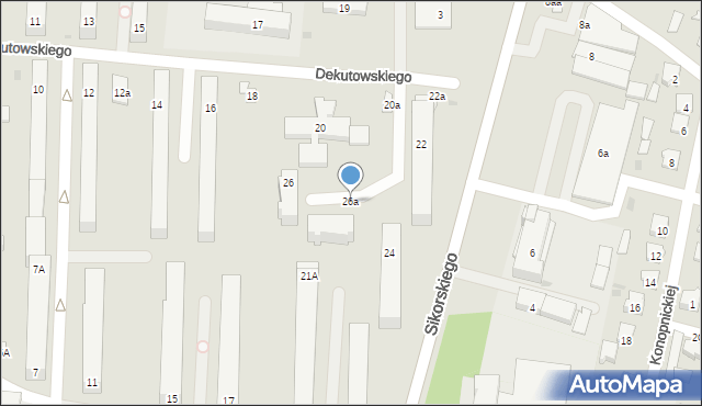 Tarnobrzeg, Dekutowskiego Hieronima, mjr., 26a, mapa Tarnobrzegu