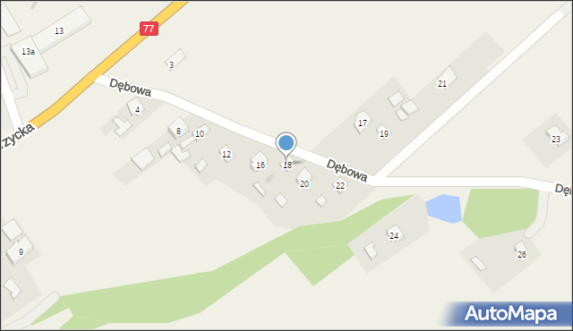 Trześń, Dębowa, 18, mapa Trześń