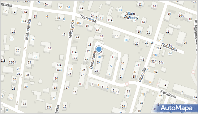 Warszawa, Denarowa, 18, mapa Warszawy