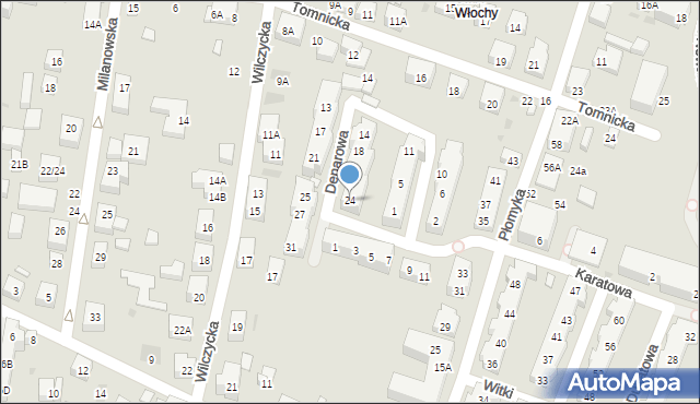 Warszawa, Denarowa, 24, mapa Warszawy