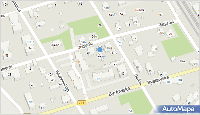 Warszawa, Derkaczy, 57d, mapa Warszawy