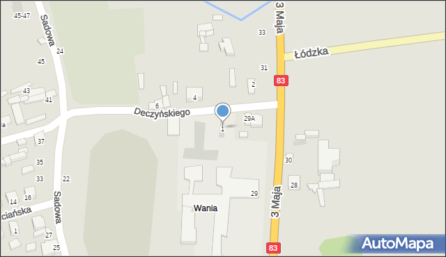 Warta, Deczyńskiego, 1, mapa Warta