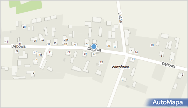 Widzówek, Dębowa, 17, mapa Widzówek