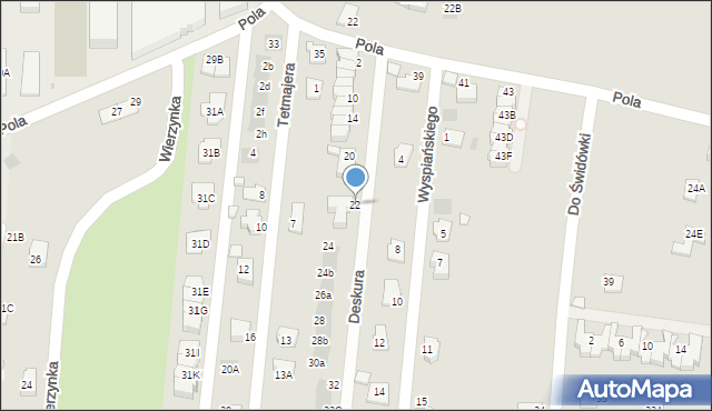 Wieliczka, Deskura Andrzeja, kard., 22, mapa Wieliczka