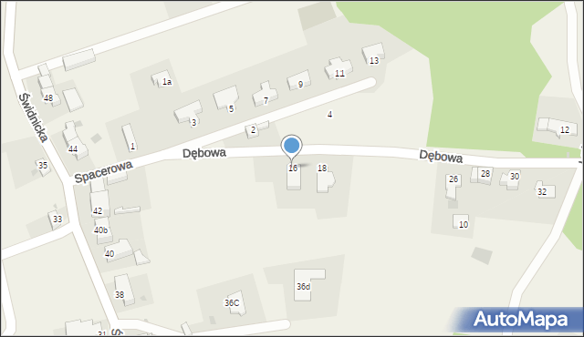 Wierzbna, Dębowa, 16, mapa Wierzbna