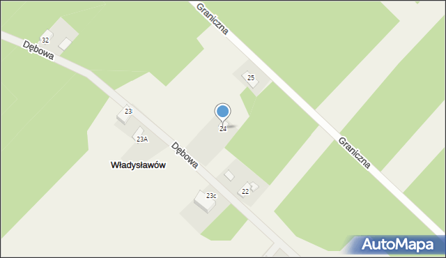 Władysławów, Dębowa, 24, mapa Władysławów