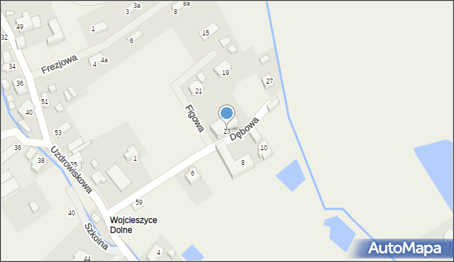 Wojcieszyce, Dębowa, 23, mapa Wojcieszyce