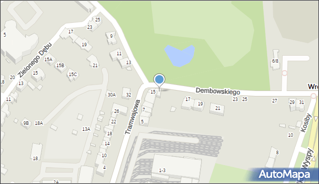 Wrocław, Dembowskiego Edwarda, 15A, mapa Wrocławia