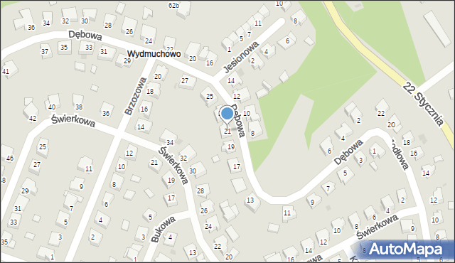 Wyrzysk, Dębowa, 21, mapa Wyrzysk