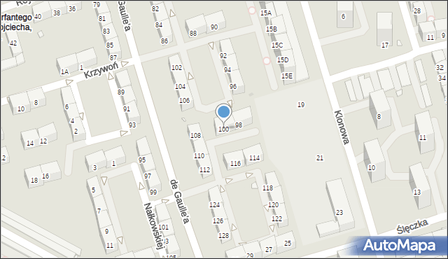 Zabrze, de Gaulle'a Charlesa, gen., 100, mapa Zabrza