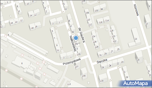 Zabrze, de Gaulle'a Charlesa, gen., 101, mapa Zabrza