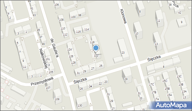 Zabrze, de Gaulle'a Charlesa, gen., 122, mapa Zabrza