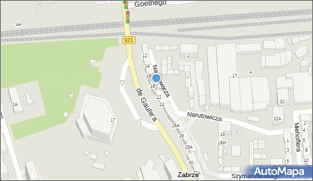 Zabrze, de Gaulle'a Charlesa, gen., 20, mapa Zabrza