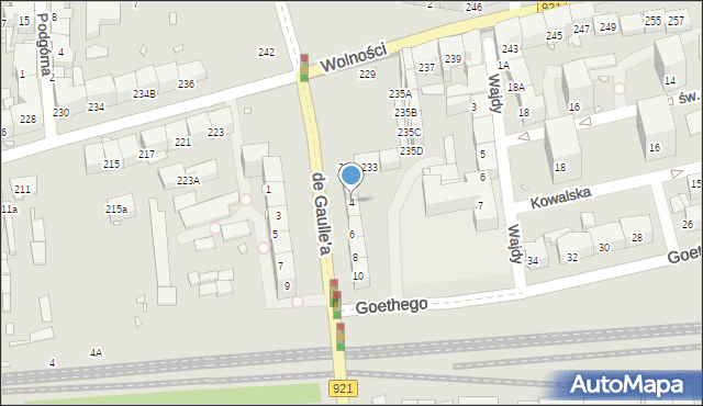 Zabrze, de Gaulle'a Charlesa, gen., 4, mapa Zabrza