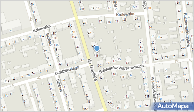 Zabrze, de Gaulle'a Charlesa, gen., 48, mapa Zabrza