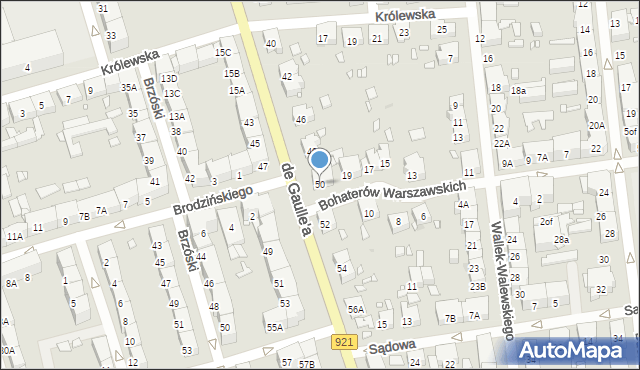 Zabrze, de Gaulle'a Charlesa, gen., 50, mapa Zabrza