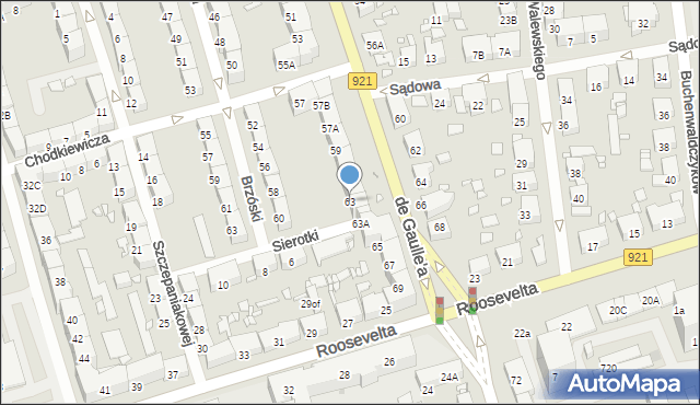 Zabrze, de Gaulle'a Charlesa, gen., 63, mapa Zabrza