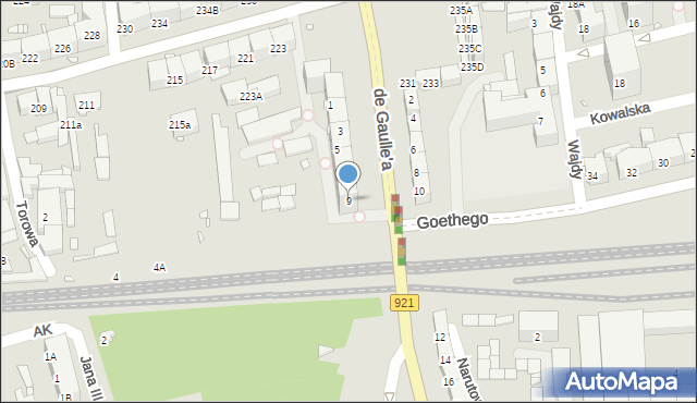 Zabrze, de Gaulle'a Charlesa, gen., 9, mapa Zabrza