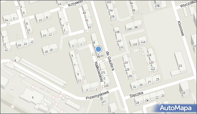 Zabrze, de Gaulle'a Charlesa, gen., 99, mapa Zabrza