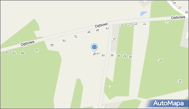 Zamienie, Dębowa, 47, mapa Zamienie