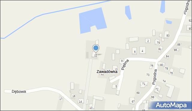 Zawadówka, Dębowa, 12, mapa Zawadówka