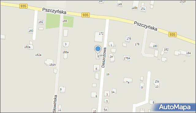 Żory, Deszczowa, 4, mapa Żor